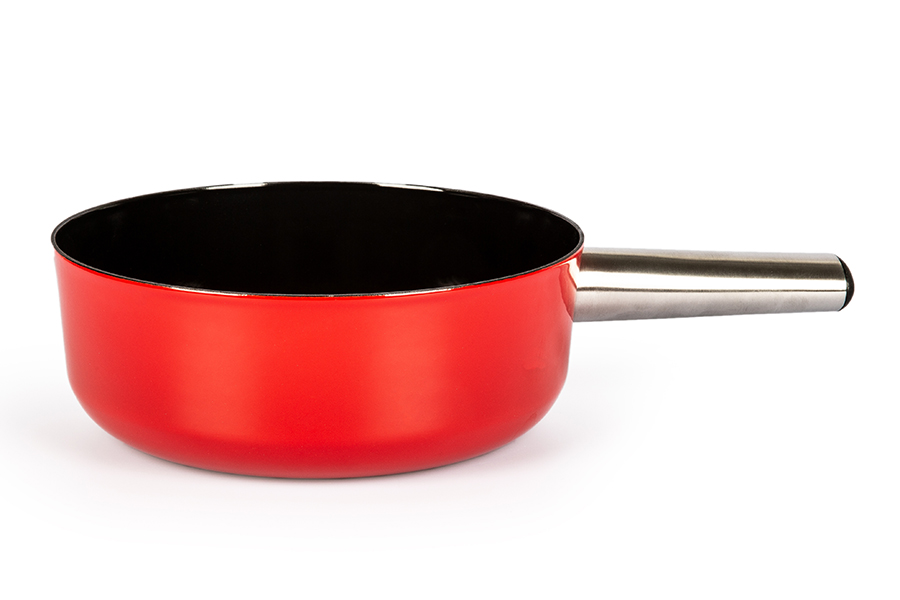 Caquelon à fondue Emotion Inox, rouge/noir