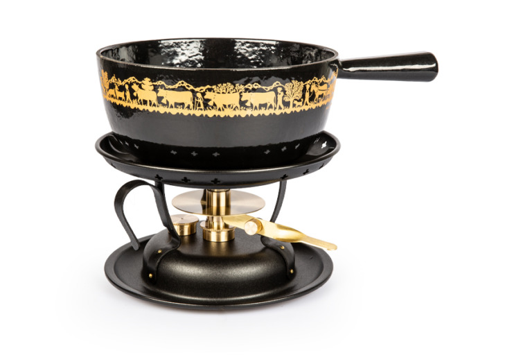 Käsefonduegarnitur Alpaufzug Classic, schwarz
